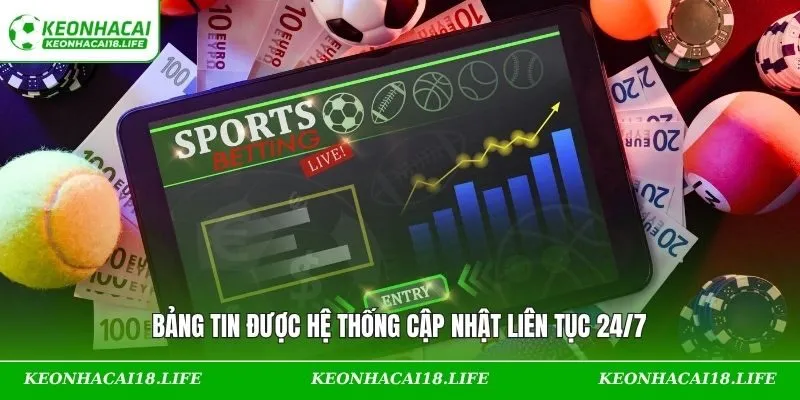 Bảng tin được hệ thống cập nhật liên tục 24/7